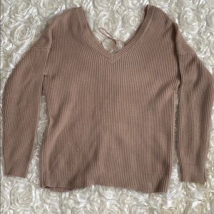 Lace up back sweater